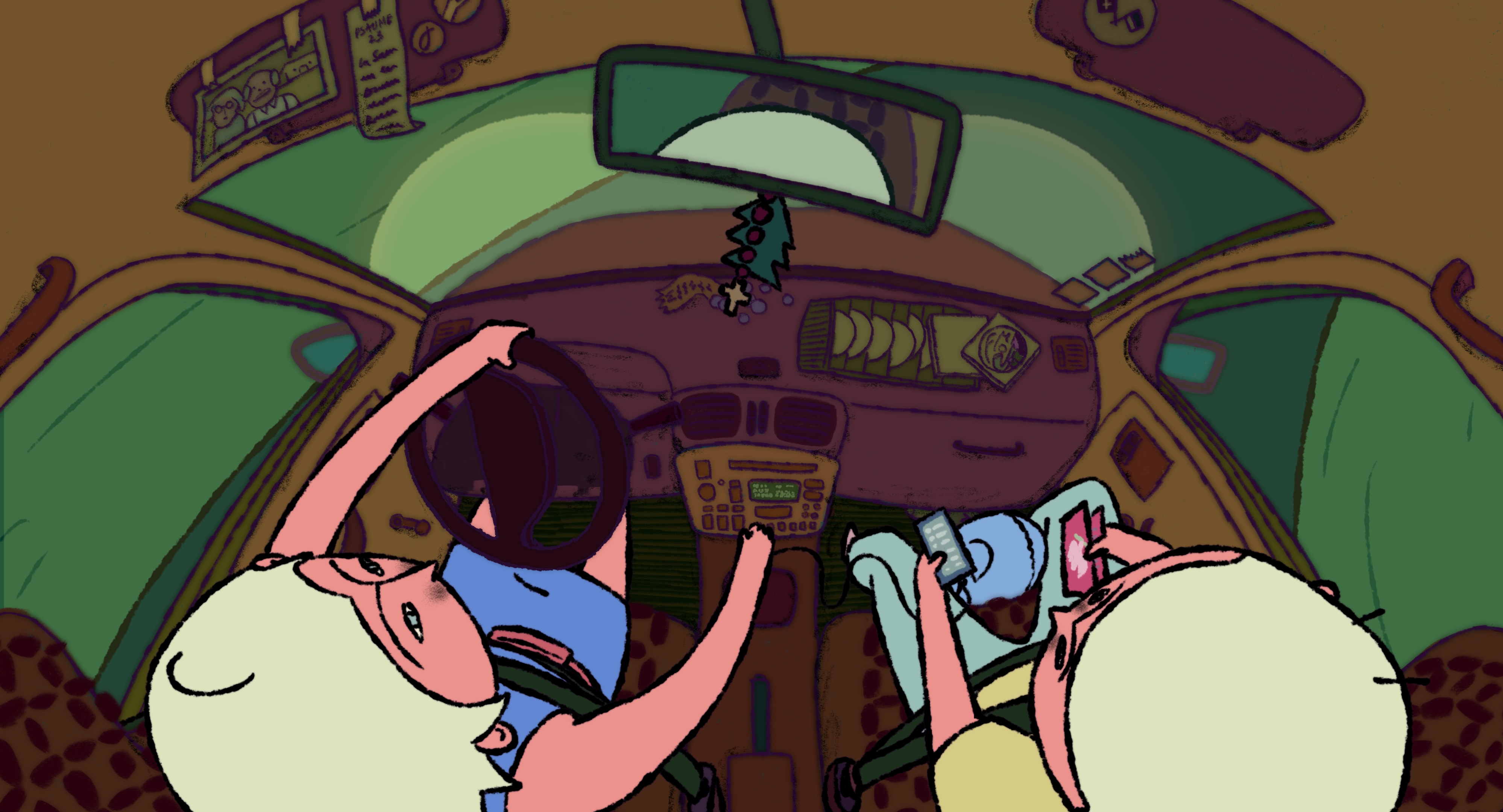 top view in car