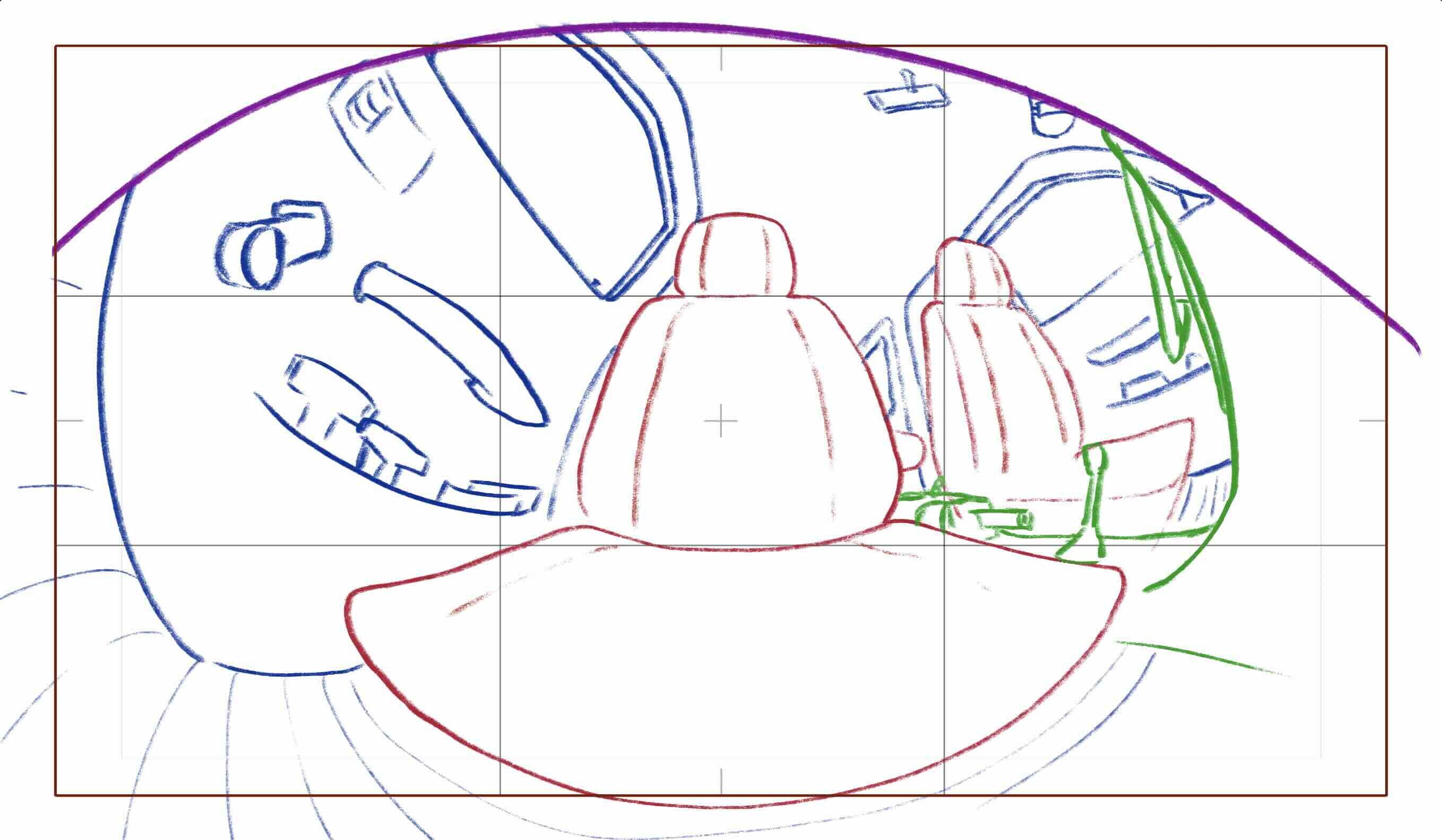 layout of car scene from down